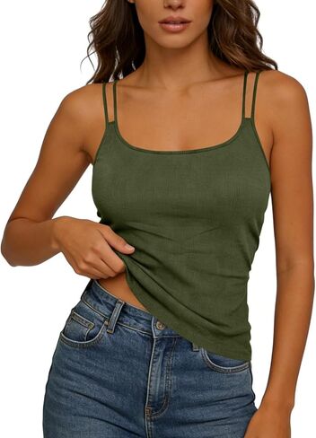 Womens Tank Tops with Built in Bras Shelf Bra Camisole Tops Spaghetti Strap Cami Tank Undershirts Summer Basic Tee Top in Saudi Arabia