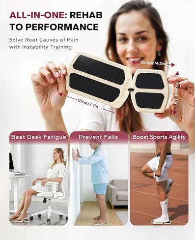 لوح توازن ساق واحدة من هاببير لإعادة تأهيل وتقوية الكاحل - 80 تكوينًا مع دليل العلاج الطبيعي وكرة التدليك - مثبت القدم لتخفيف التهاب اللفافة الأخمصية، وشفاء الكاحل الملتوي، وألم العرقوب، والتدريب على التوازن - معدات الصالة الرياضية المنزلية in Kuwait