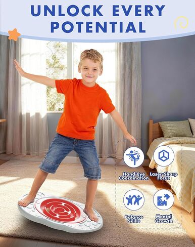 لوح توازن المتاهة 2 في 1 للأطفال، 3 متاهات قابلة للتبديل و3 كرات تحدي، قاعدة مطاطية غير قابلة للانزلاق للتدريب الأساسي، إعداد التزلج والتركيز على اضطراب فرط الحركة ونقص الانتباه، للأعمار من 3 إلى 12 عامًا in Kuwait