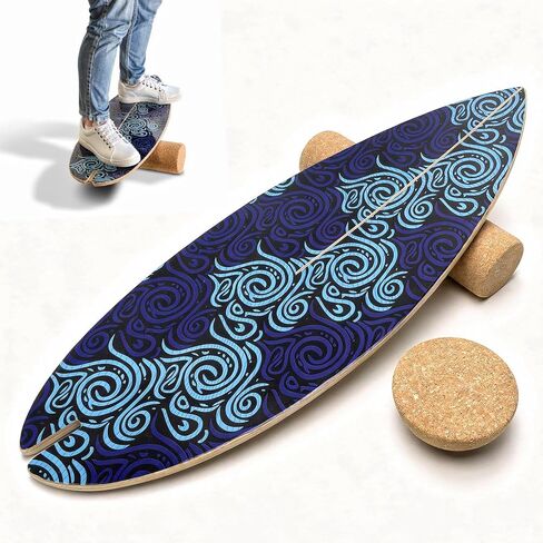2026 NEW｜29" Surf Balance Board for Kids & Adults｜MAX. 350lbs Balance Boards with Cork Roller & Half Ball｜0.6" Wobble Board Trainer from Beginner to Advanced｜Wooden Slack Board in Saudi Arabia