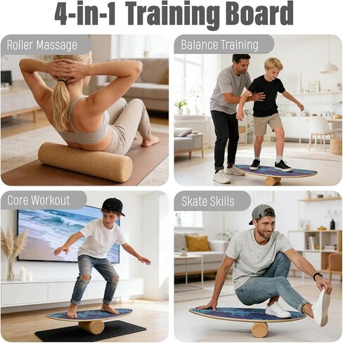 2026 NEW｜29" Surf Balance Board for Kids & Adults｜MAX. 350lbs Balance Boards with Cork Roller & Half Ball｜0.6" Wobble Board Trainer from Beginner to Advanced｜Wooden Slack Board in Saudi Arabia