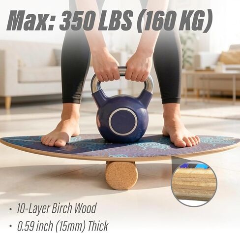 2026 NEW｜29" Surf Balance Board for Kids & Adults｜MAX. 350lbs Balance Boards with Cork Roller & Half Ball｜0.6" Wobble Board Trainer from Beginner to Advanced｜Wooden Slack Board in Saudi Arabia