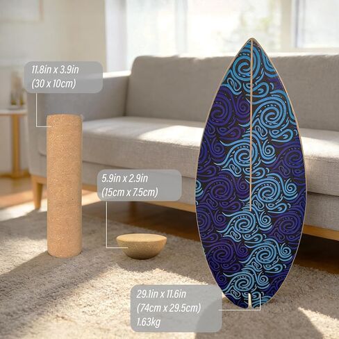 2026 NEW｜29" Surf Balance Board for Kids & Adults｜MAX. 350lbs Balance Boards with Cork Roller & Half Ball｜0.6" Wobble Board Trainer from Beginner to Advanced｜Wooden Slack Board in Saudi Arabia
