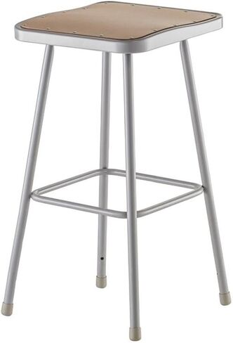 Pemberly Row 30" Square Modern Metal Steel Stool, Gray Finish, Heavy-Duty Masonite Seat, 18-Gauge Tubing, Welded Foot Rings, Durable Design for Art Rooms, Science Labs, Home Economics, Shop Classrooms in Saudi Arabia