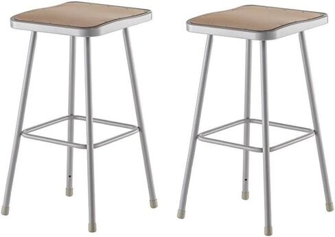 Pemberly Row 30" Square Modern Metal Steel Stool, Gray Finish, Heavy-Duty Masonite Seat, 18-Gauge Tubing, Welded Foot Rings, Durable Design for Art Rooms, Science Labs, Home Economics, Shop Classrooms in Saudi Arabia