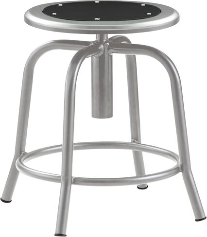 Pemberly Row Swivel Metal Stool, 18-24 in Adjustable Height, Black Polypropylene Seat, Gray Heavy-Duty Steel Frame, 360 Degree Rotation, Footrest, 14.5 in Wide for Labs, Educational or Institutional in Saudi Arabia