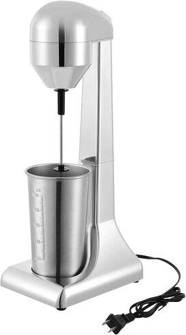 Electric Milkshake Maker Machine, Stainless Steel Drink Mixer Blender, 100W Dual Speed, Silver, 500ml/16.9oz Cup with Measuring Graduations, Countertop in Kuwait