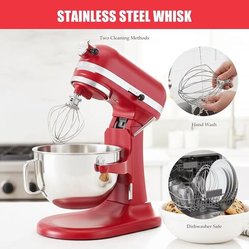 Commercial Grade Whisk Attachment K5A Compatible Fit for KitchenAid, Designed for K5SS and KSM5 Heavy Duty Mixers in Saudi Arabia