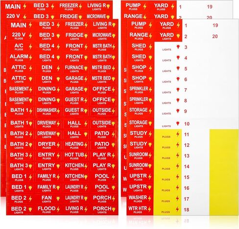 4 Sheets Breaker Box Labels Stickers Electrical Panel Labels Stickers Box Label Circuit Breaker Label for Breakers Panel Boxes Home Office Electricians in Saudi Arabia