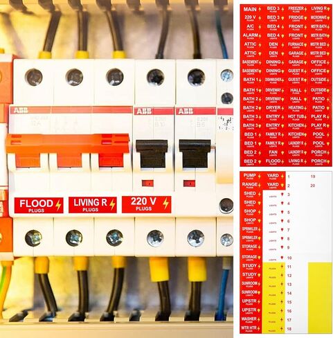4 Sheets Breaker Box Labels Stickers Electrical Panel Labels Stickers Box Label Circuit Breaker Label for Breakers Panel Boxes Home Office Electricians in Saudi Arabia