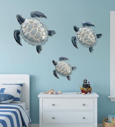 ريجال الفن والهدية ديكور جدار السلاحف البحرية ، والفن المعدني المستوحى من المحيط ، ديكور ساحلي مقاوم للطقس للداخلية والخارجية ، مثالية لغرفة المعيشة ، الشرفة والفناء الخلفي ، 31 "L x 1.25" W × 14 "H in Kuwait