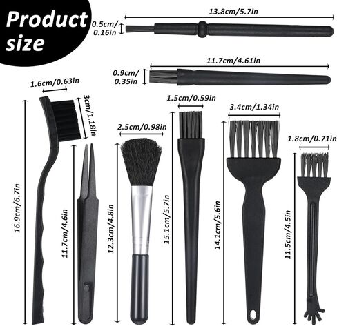 8 PCS Anti Static Brush Keyboard Brush Anti Static Brushes for Pc Computer Cleaning Kit Electronic Dust Clean Brushes for Laptop Keyboard Camera Computer (Black) in Saudi Arabia