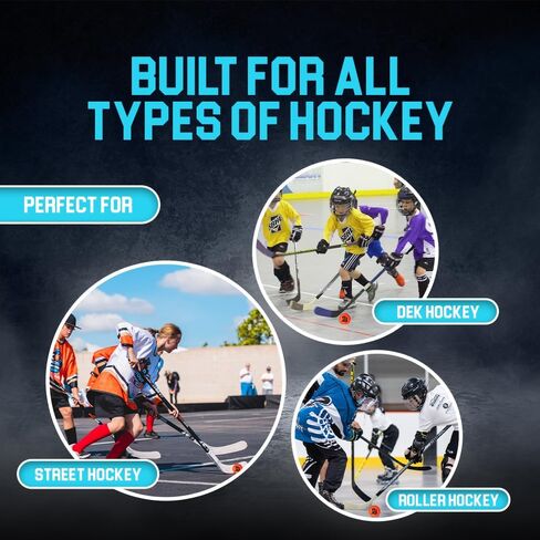 Premier Sports - حزمة مرمى هوكي الشوارع جونيور ستيل مقاس 54 بوصة + 12 كرة هوكي شوارع مناسبة لجميع الأحوال الجوية in Kuwait