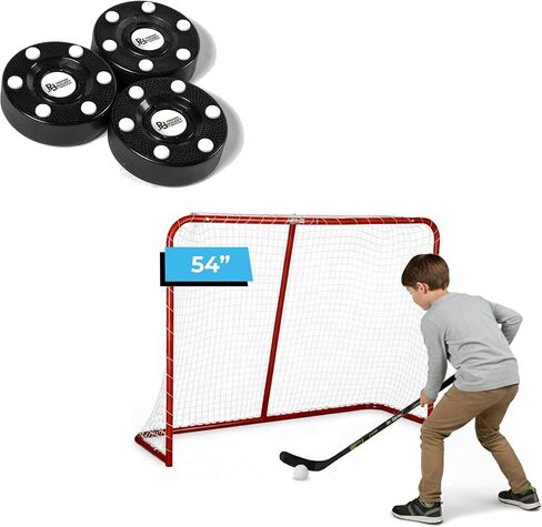 Premier Sports - مجموعة 54 بوصة من مرمى هوكي الشوارع Junior Steel + 3 عبوات من كرات الهوكي المضمنة in Kuwait