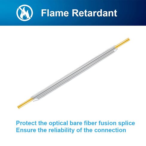 1000 PCS 60mm Fiber Optical Heat Shrinkable Tubes, Fusion Splice Transparent PE Sleeves with Single Stainless Rod for Bare Fiber in Kuwait