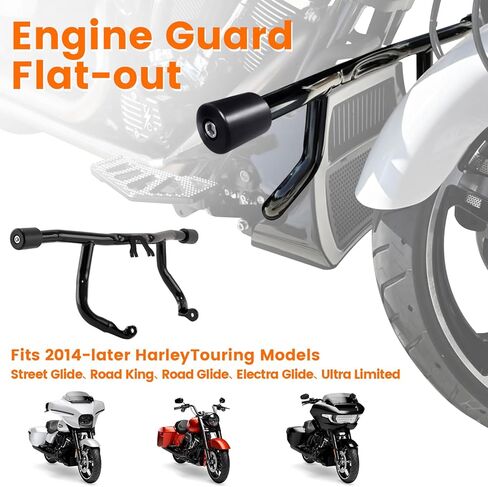 حارس المحرك الأمامي تحطم محرك متوافق مع Harley Davidson Touring Street Glide Road Road King Electra Glide Ultra Limited CVO 2009-2025 ، Black in Kuwait