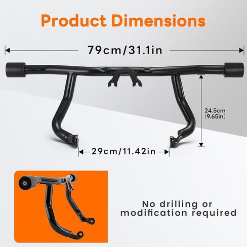 حارس المحرك الأمامي تحطم محرك متوافق مع Harley Davidson Touring Street Glide Road Road King Electra Glide Ultra Limited CVO 2009-2025 ، Black in Kuwait