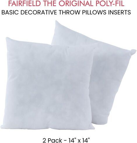 Fairfield Poly-Fil Basic, Personalizable Pillow Inserts, Pillow Inserts for Decorative Pillows, Travel Pillows, and Home Decor, 18" X 18", Pack of 2 in Kuwait