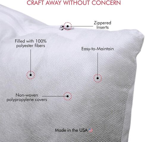 Fairfield Poly-Fil Basic, Personalizable Pillow Inserts, Pillow Inserts for Decorative Pillows, Travel Pillows, and Home Decor, 18" X 18", Pack of 2 in Kuwait
