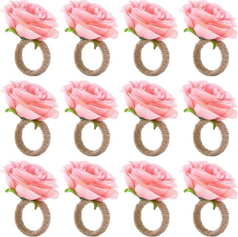مجموعة حلقات منديل زهرة الربيع من APTWOW مكونة من 6 - حامل مناديل الزهور الوردية، حلقات منديل عيد الفصح لحفلات الزفاف وأعياد الميلاد وديكور طاولة الربيع in Kuwait