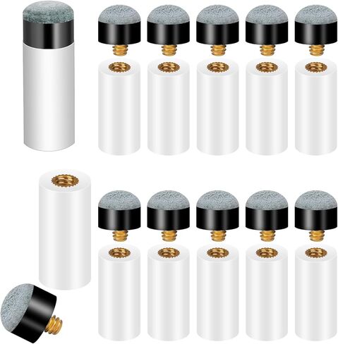 10 Sets Pool Cue Tips, Pool Stick Tips with White Ferrules, Durable & Easy to Install for Billiard Cues (12mm/13mm) in Saudi Arabia
