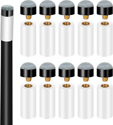 10 Sets Pool Cue Tips, Pool Stick Tips with White Ferrules, Durable & Easy to Install for Billiard Cues (12mm/13mm) in Saudi Arabia