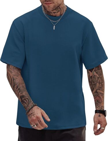 القمصان الضخمة ذات الحجم الثقيل طاقم القطن على الرقبة تمتد أزياء الصيف قمم تي شيرت سميكة (S-XXL) in Saudi Arabia