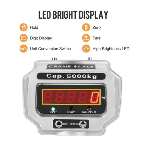 Heavy Duty Digital Crane Scale, 11000lbs Capacity Digital Hanging Scale, Remote Control & High Precision & Rechargeable Industrial Hanging Hook with Cast Aluminum Case for Construction, Factory in Saudi Arabia