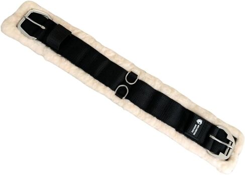 Horse Girths - Synthetic Wool Horse Cinch with Rust Free Roller Buckles and D-rings, 30 inch, Black, Black/Cream in Saudi Arabia