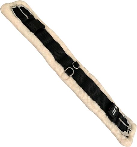 Horse Girths - Synthetic Wool Horse Cinch with Rust Free Roller Buckles and D-rings, 30 inch, Black, Black/Cream in Saudi Arabia
