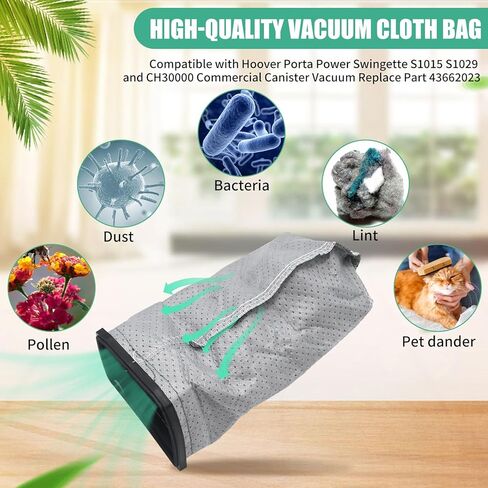 Cloth Filter Bags, 43662023, Replacement for Hoover Porta Power Swingette S1029 CH30000 S1015 Commercial Canister Vacuum, 6Pcs in Saudi Arabia