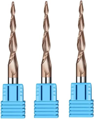 1pcs/5pcs Tapered Ball Nose End Mill 2 Flute Carbide Spiral Milling Cutter 3.175-12mm Shank CNC Router Bit for 2D and 3D Engraving(R1.0x15x3.175x38,1PCS) in Kuwait