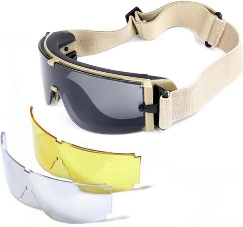 Tactical Safety Goggles, Wind and Sand Proof, UV Protection, Anti-Glare Lens for Cycling, Airsoft, Shooting in Saudi Arabia