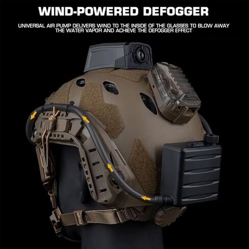 Goggles Anti-Fog Fan Kit - Turbo Button Defogger with Magnetic Hose Header & Speed Knob 6-10H Runtime for Tactical Cycling in Kuwait