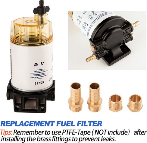 Fuel Filter,Boat Fuel Filter Kit Marine Fuel Water Separating Filter 10 Micron Filter S3213 Marine Engine Fuel Water Separator 3/8 Inch Fuel Filter for Marine Outboard Motor Mercury Yamaha Replaces in Kuwait