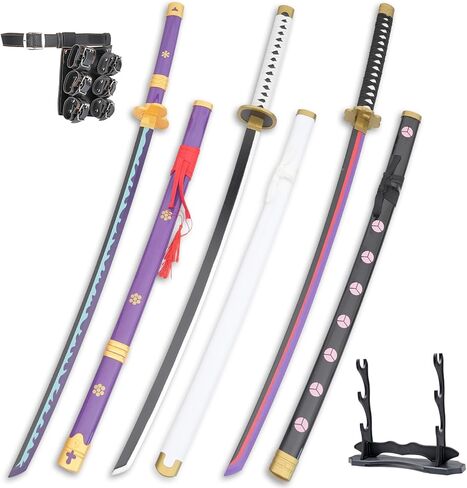 Cold Blade Katana Sword - 41 inches Katana Replica with Holster Belt and Display Stand - Sword with Authentic Design Qiuhezi in Saudi Arabia