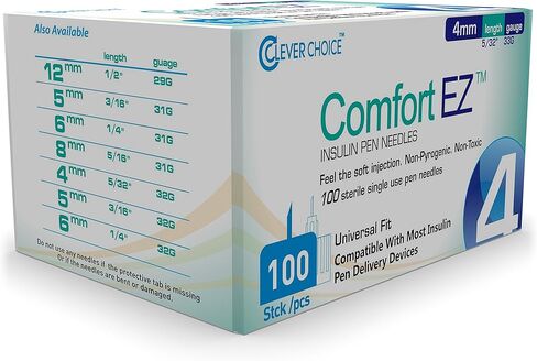 Clever Choice ComfortEZ Insulin Pen Needles 33G 4mm 100/bx in Saudi Arabia