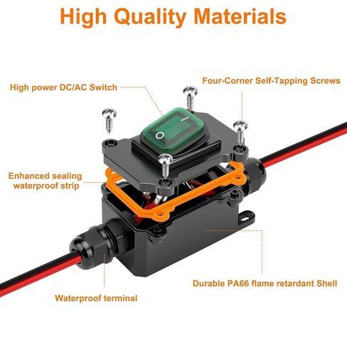 Linkstyle Inline Power Toggle Switch, DC 12V Waterproof 12AWG SAE to SAE Cable ON/Off Switch Quick Connect Disconnect with Green LED Light Button in Saudi Arabia