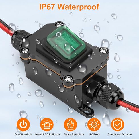 Linkstyle Inline Power Toggle Switch, DC 12V Waterproof 12AWG SAE to SAE Cable ON/Off Switch Quick Connect Disconnect with Green LED Light Button in Saudi Arabia