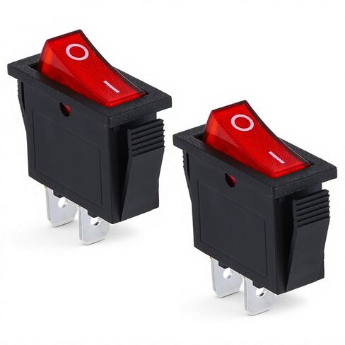 2 قطعة مفتاح الطاقة للتشغيل والإيقاف 2 دبوس الروك التبديل AC 250v/15A 125v/20A على شكل قارب تبديل مفاتيح الإضاءة مع ضوء LED أحمر للسيارات السيارات قارب الأجهزة المنزلية in Saudi Arabia