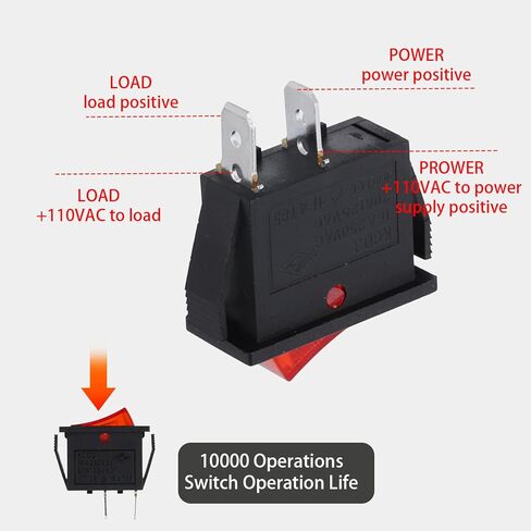 2 قطعة مفتاح الطاقة للتشغيل والإيقاف 2 دبوس الروك التبديل AC 250v/15A 125v/20A على شكل قارب تبديل مفاتيح الإضاءة مع ضوء LED أحمر للسيارات السيارات قارب الأجهزة المنزلية in Saudi Arabia