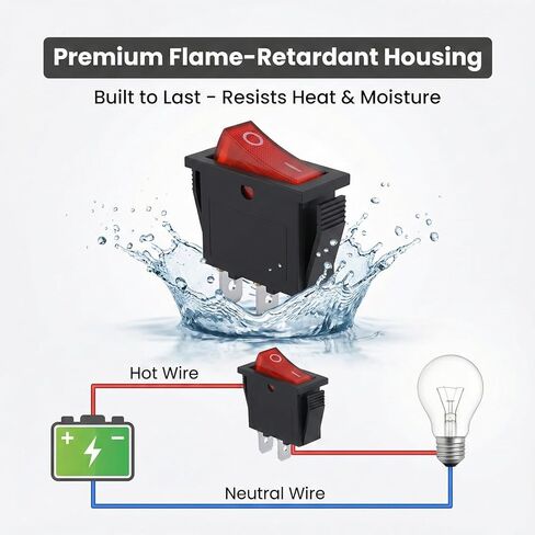2 قطعة مفتاح الطاقة للتشغيل والإيقاف 2 دبوس الروك التبديل AC 250v/15A 125v/20A على شكل قارب تبديل مفاتيح الإضاءة مع ضوء LED أحمر للسيارات السيارات قارب الأجهزة المنزلية in Saudi Arabia