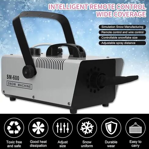 Snow Machine Portable, 600W Effect Machines with Remote Control,The Effect is Lifelike，Even Snowflakes，Wide Coverage，for Weddings, Bars, Dance Halls and Other Places in Saudi Arabia