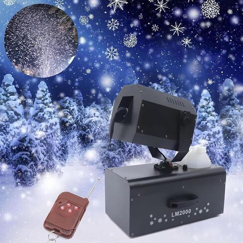 2000W Snow Machines, 90° Shaking Head Snowflake Machine with Remote Control/Manual Panel, 90° Oscillating Head, Covers 30㎡ & Continuous Spray, Suitable for Snack Bars, Ice Cream Shops in Saudi Arabia