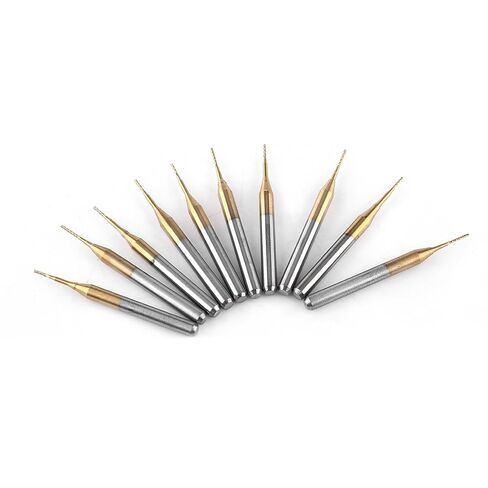 قطع مطحنة نهاية كربيد التنجستين المطلية 10 قطعة أداة نقش طحن عالية الدقة للوحات الدوائر البلاستيكية الفولاذ المقاوم للصدأ 3.175 مم × 0.6 مم in Kuwait