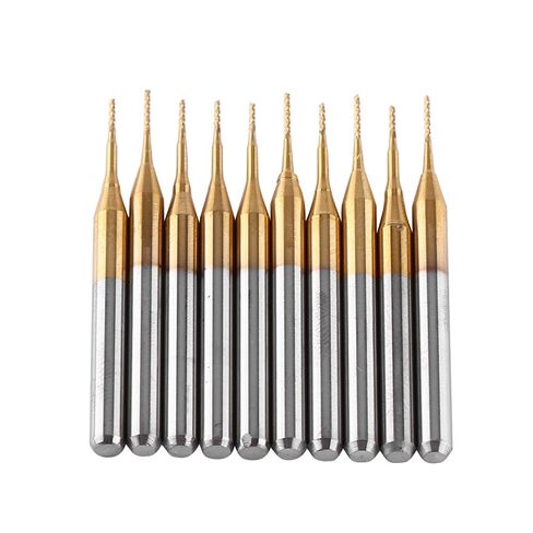 قطع مطحنة نهاية كربيد التنجستين المطلية 10 قطعة أداة نقش طحن عالية الدقة للوحات الدوائر البلاستيكية الفولاذ المقاوم للصدأ 3.175 مم × 0.6 مم in Kuwait
