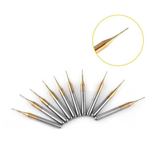 قطع مطحنة نهاية كربيد التنجستين المطلية 10 قطعة أداة نقش طحن عالية الدقة للوحات الدوائر البلاستيكية الفولاذ المقاوم للصدأ 3.175 مم × 0.6 مم in Kuwait