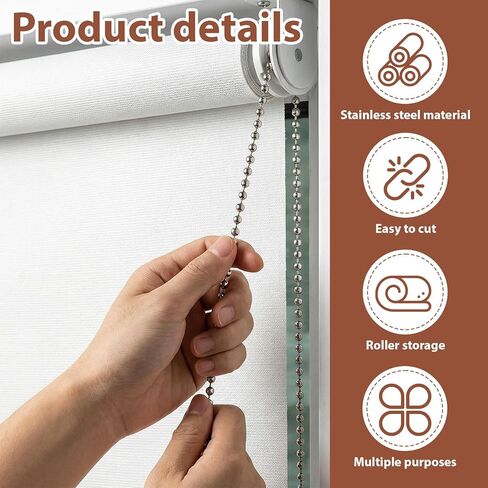 49.2 Ft Pull Chain Extension, 4.5 mm Ball Chain Stainless Steel with 10 Connectors Bead Chains for Curtains, Lamps, Keychains, Decorative Chains, DIY Jewelry and Dog Tag Ring-Silver in Saudi Arabia