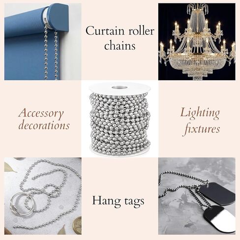 49.2 Ft Pull Chain Extension, 4.5 mm Ball Chain Stainless Steel with 10 Connectors Bead Chains for Curtains, Lamps, Keychains, Decorative Chains, DIY Jewelry and Dog Tag Ring-Silver in Saudi Arabia