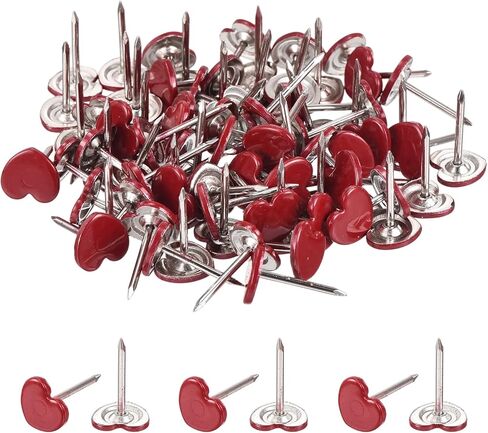 MECCANIXITY Upholstery Tacks for Furniture, 7/16 Inch (11 x 17mm) Metal Heart-Shaped Yellow Thumb Tacks for Wall Decorative Upholstery Nails DIY Project Home Decor, Pack of 80 in Saudi Arabia